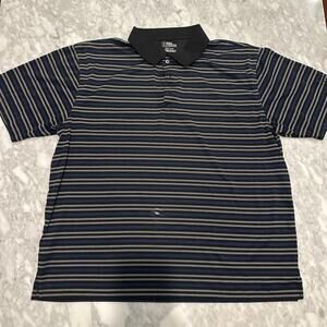 PGA Tour Men's Striped Polo Shirt - Black and Gray XXL
